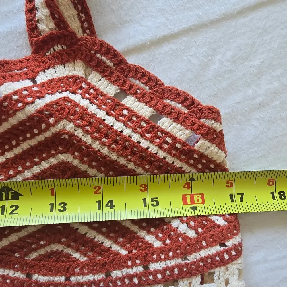 Jason Wu Crochet Knit Camisole Top Size 10 Cream Brown Boho Cottage Festival - Picture 6 of 7